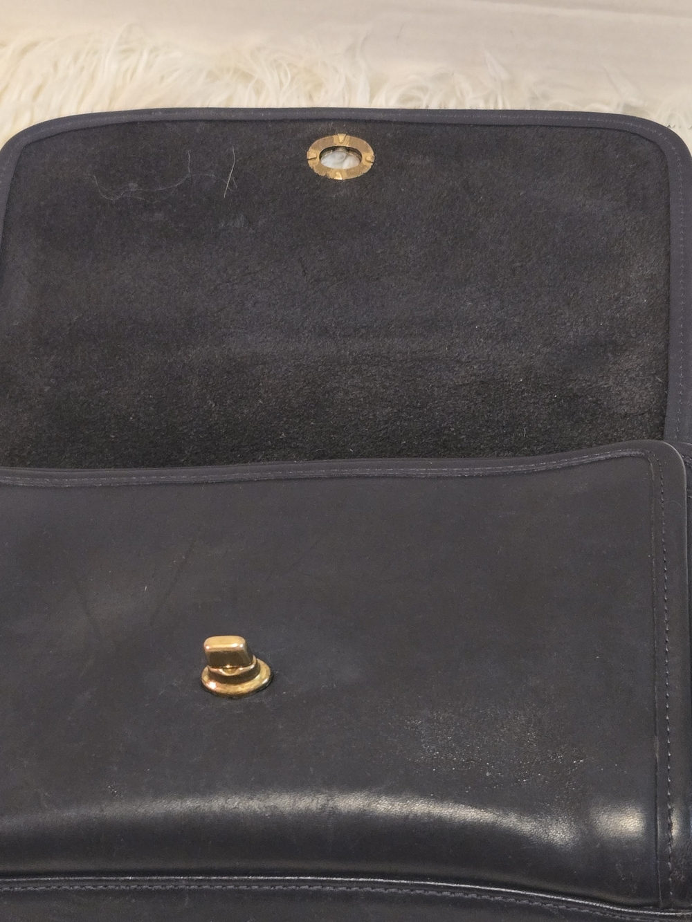 Coach Navy Blue Leather Crossbody with Gold Turn-Lock - Picture 11 of 16